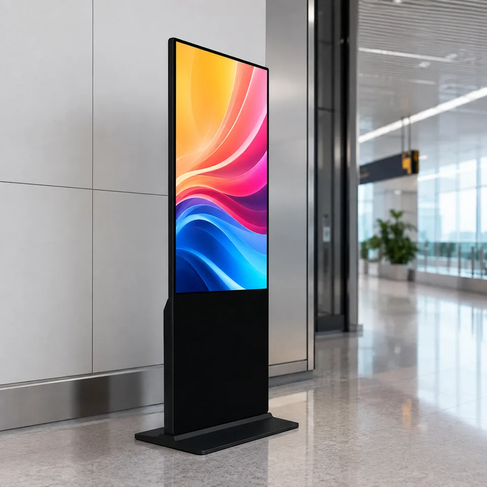 Commercial self-service kiosk display in a retail environment